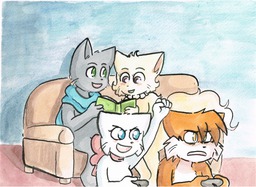 Daisy Lucy Mike Paulo Taeshi_(Artist) commission watercolor (800x585, 865.9KB)
